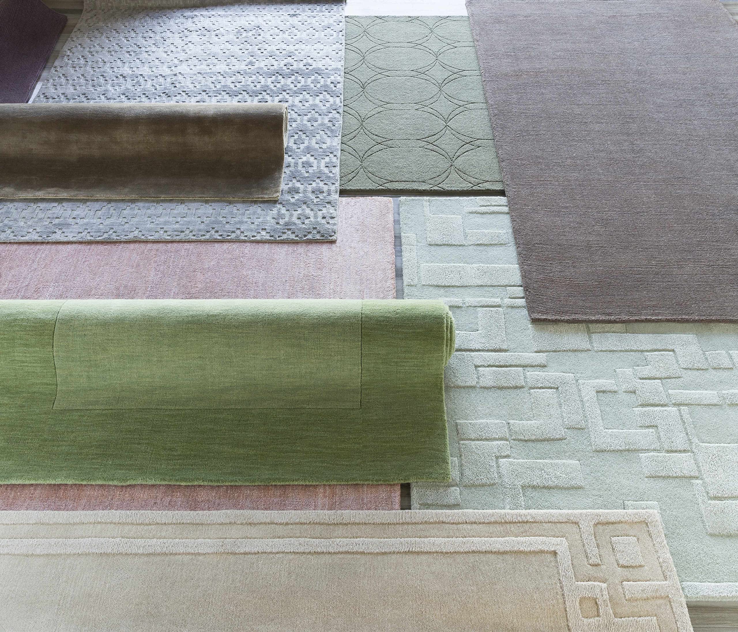 Hauteloom Peyton Wool Area Rug - 2' x 3' Green Solid & Border Design - Soft & Durable for Living Room, Bedroom, Office - Perfect for Home Decor, Cozy Spaces & High Traffic Areas