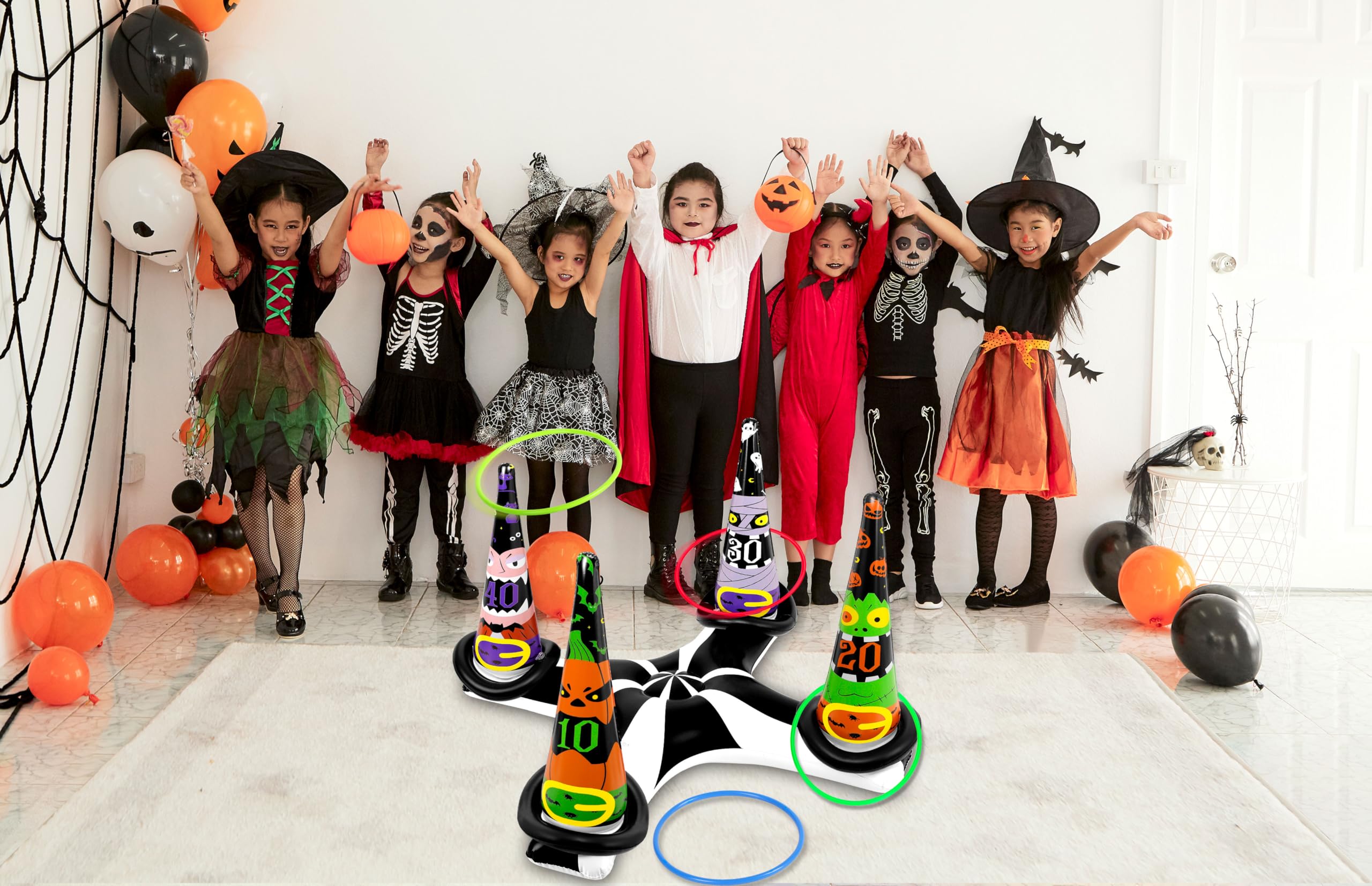 90Shine Inflatable Witch Hat Ring Toss Game for Halloween Party - Fun Indoor/Outdoor Game for Kids & Adults