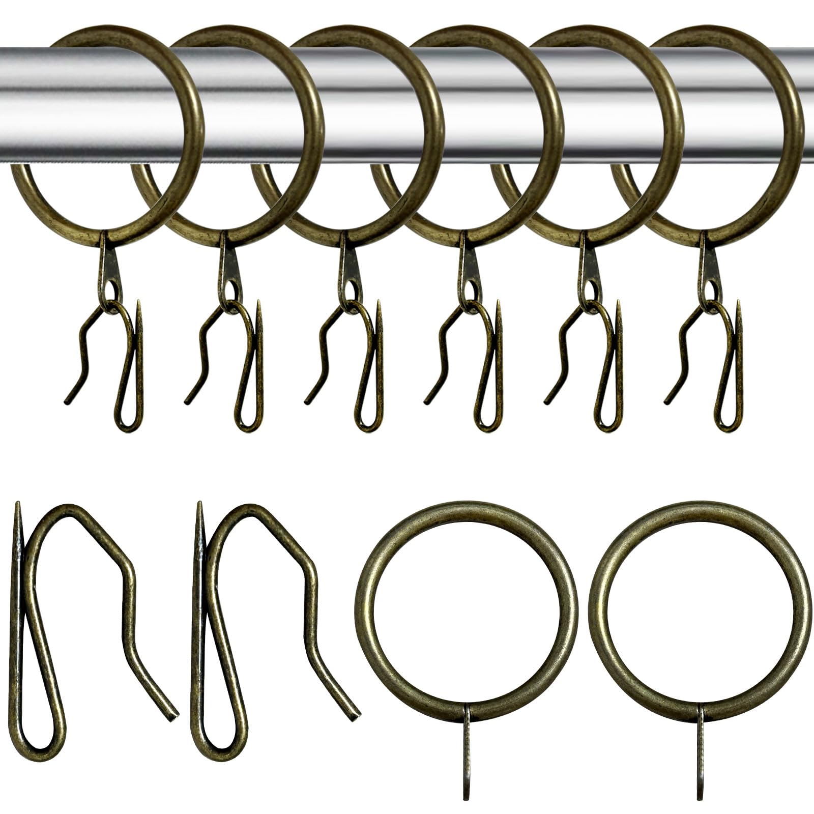 30-Pack Metal Pinch Pleat Curtain Hooks & Rings Set - Heavy Duty Drape Hooks for Pleated Curtains - Perfect for Living Room, Bedroom, and Window Decor