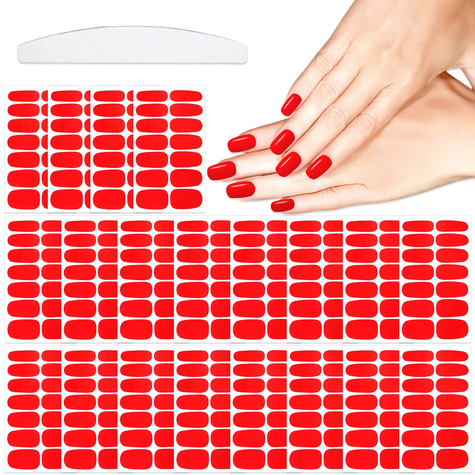 280 Pcs Red Nail Polish Stickers - 20 Sheets Self-Adhesive Gel Nail Wraps for Women, DIY Nail Art Decals, Full Cover Stick On Nails for Home Manicure & Salon Use - Perfect for Parties, Weddings and Daily Nail Care