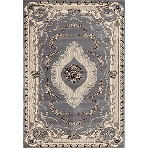 Premium MDA Home Tabriz Gray Traditional Polypropylene Area Rug 5'2