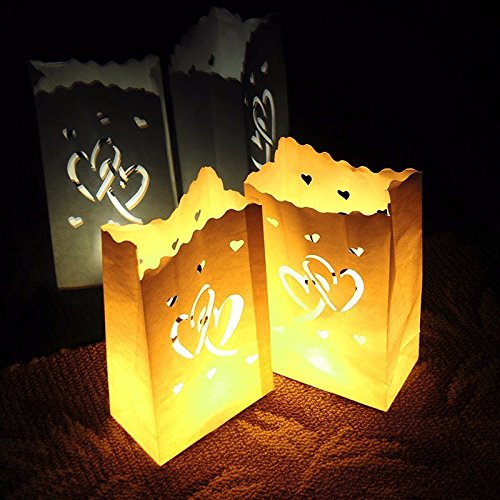 Fascola 20-Pack Heart Paper Lanterns for Wedding & Beach Decor