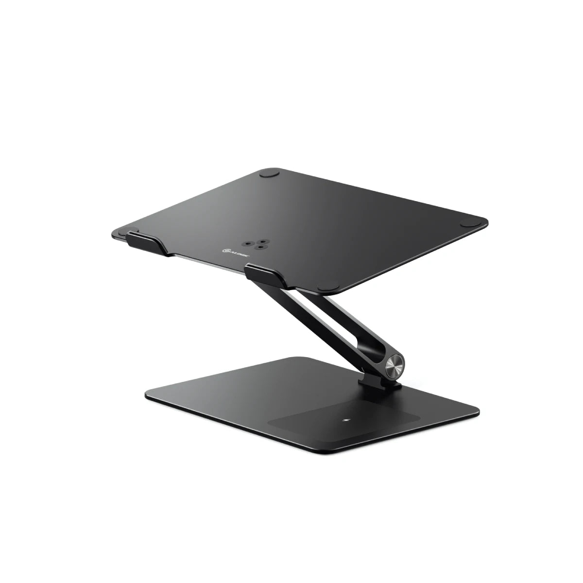 Premium Aluminum Laptop Stand with Qi Wireless Charger - Adjustable Ergonomic Computer Riser for MacBook, iPad & Office Workspace Setup