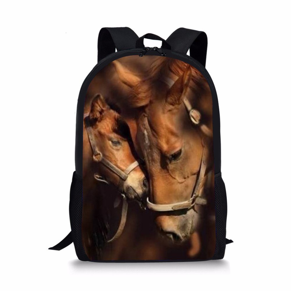 Dellukee Kids Backpack for Girls & Boys - Cute Horse Print Lightweight Durable School Backpack, Book Bag for Elementary Students - Perfect for School, Travel & Outdoor Adventures