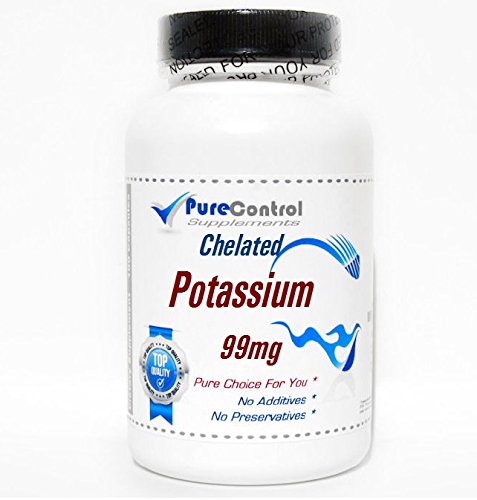 Chelated Potassium 99mg - 200 Capsules - High Absorption Pure Potassium Supplement by PureControl | Supports Muscle Function & Heart Health - Ideal for Athletes & Active Lifestyles