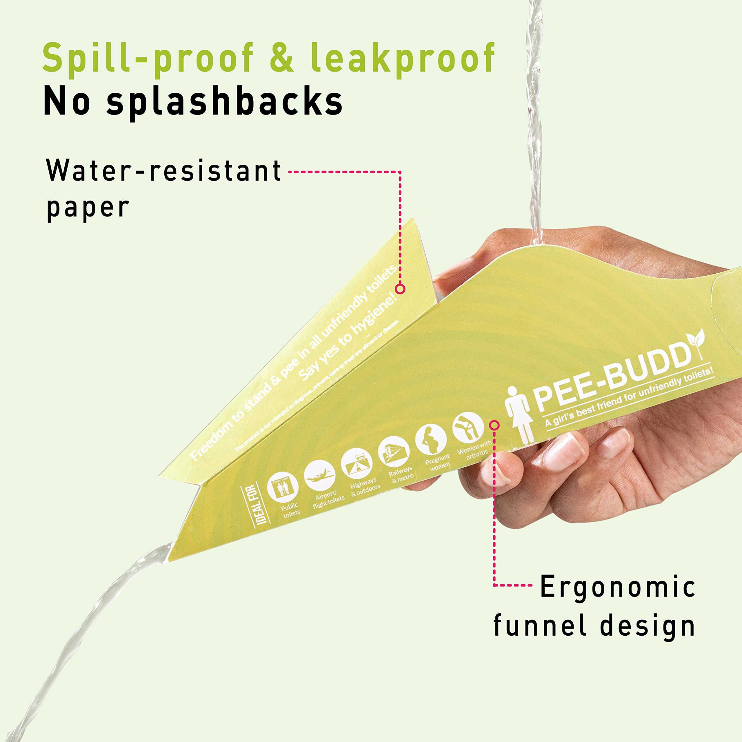 PEE BUDDY 10 Pack Disposable Female Urination Device for Women - Portable & Leak-Proof Stand to Pee Funnel | Perfect for Travel, Camping, Hiking, Public Toilets & Outdoor Activities | Compact Design for On-the-Go Convenience