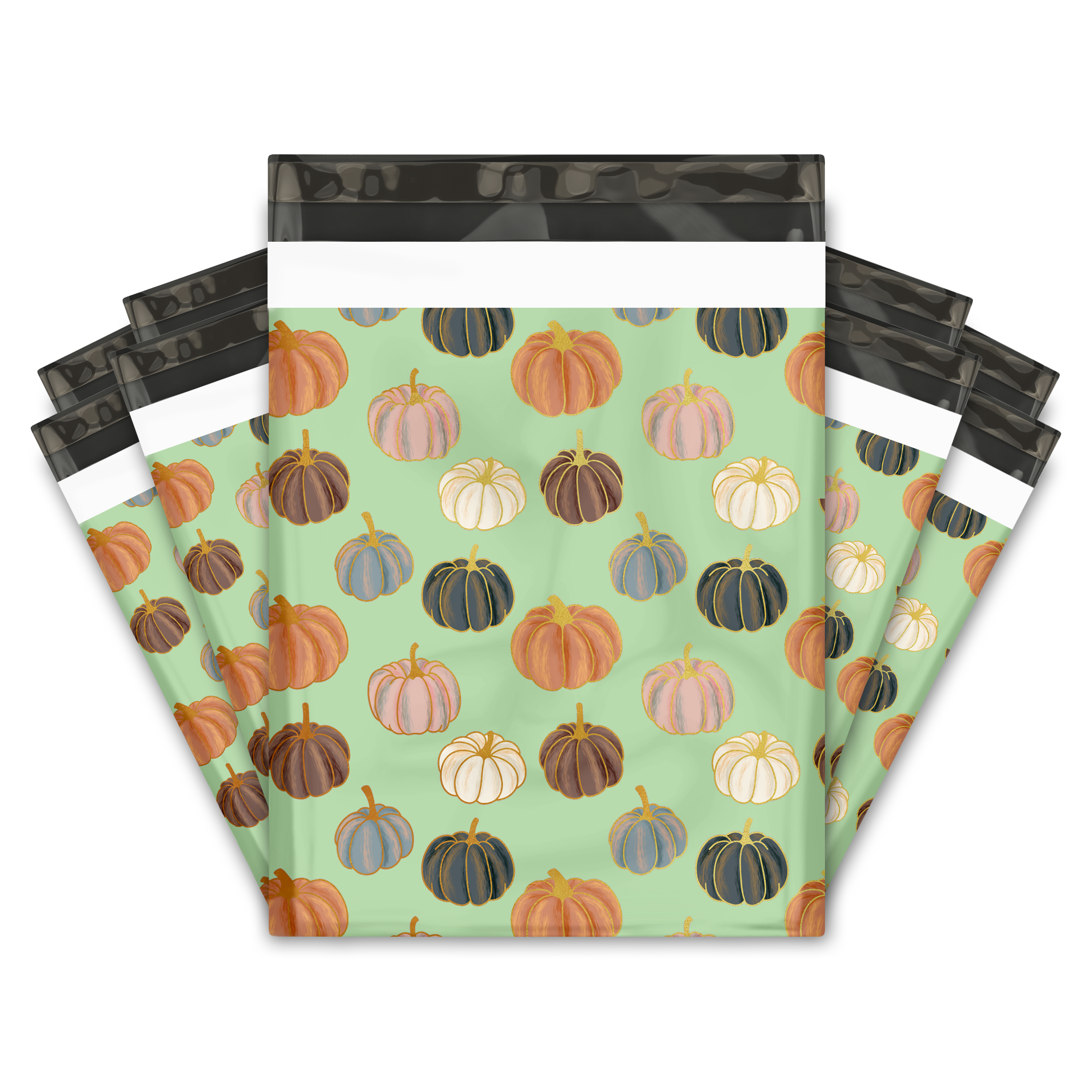 12x15 Inch Pumpkin Patch Themed Poly Mailers - Premium Printed Shipping Envelopes for Ecommerce, Small Business & Seasonal Packages (Fall/Halloween/Thanksgiving Mailing Bags)