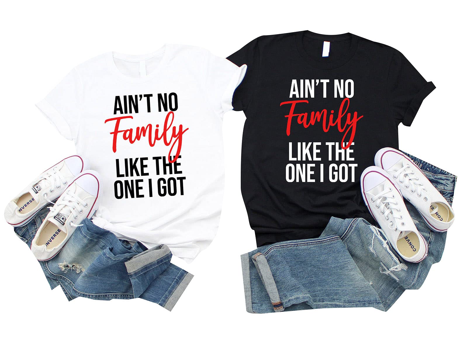 Custom Personalized Holiday Shirts - Ain't No Family Like The One I Got - Matching Family Vacation Tees for Christmas, Thanksgiving & Family Reunions