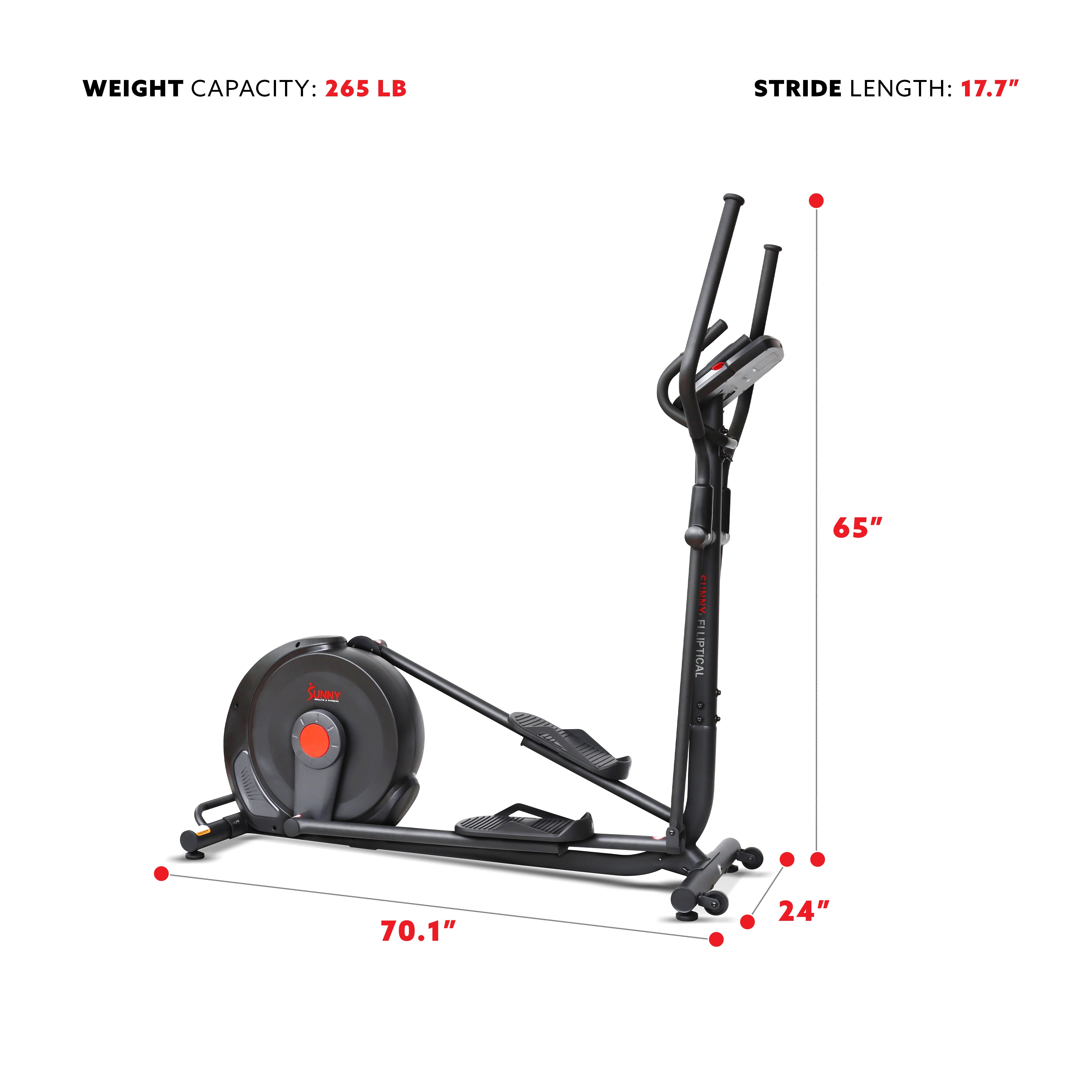 Power Stride Smart Electromagnetic Elliptical Trainer - 18-Inch Adjustable Stride Length for Home Gym Cardio Workouts | Perfect for Small Spaces & Full-Body Training