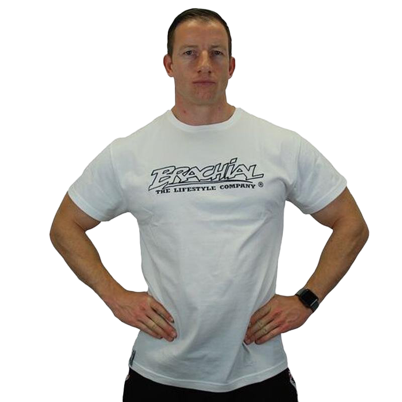 Brachial T-Shirt for Muscle Gain - White & Black - Gym Workout & Casual Wear