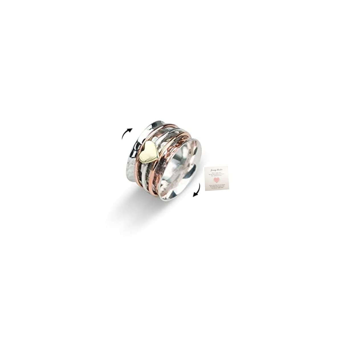 Rotating Anxiety Relief Spinner Ring for Women - Stress Relieving Fashion Jewelry Gift in Multiple Sizes, Perfect for Office, Travel & Daily Wear