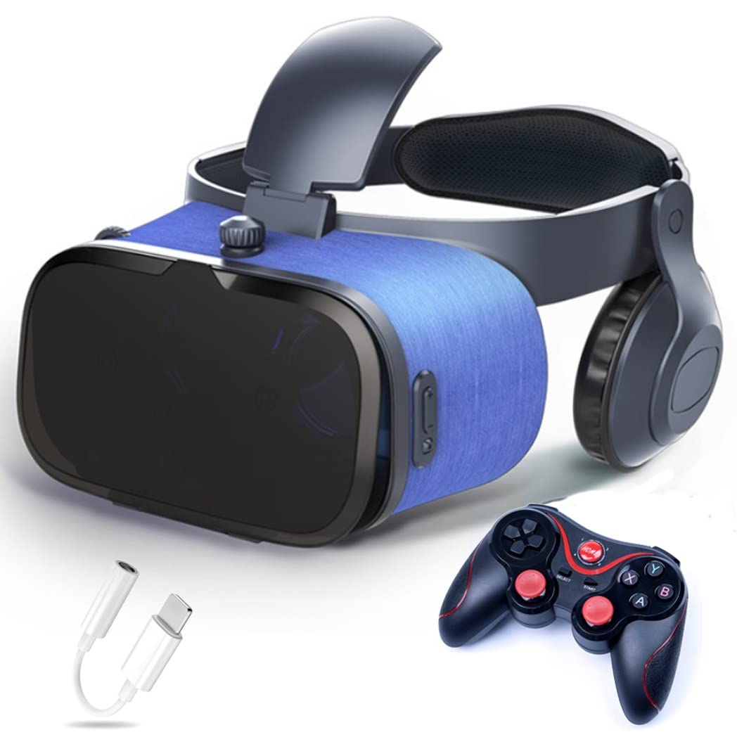 3D VR Headset with Bluetooth Controller - Compatible with iPhone 13 Pro Max/13 Pro/13/12/11, Samsung Galaxy S21, Huawei & Xiaomi Series - Immersive Virtual Reality Gaming & Movie Experience for Home Entertainment
