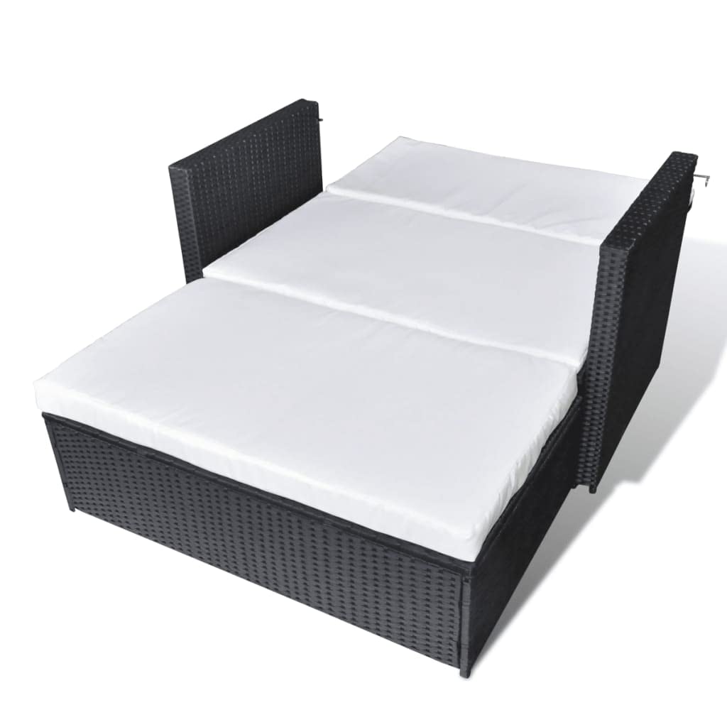 CHARMMA 2-Piece Outdoor Patio Lounge Set with Weather-Resistant Cushions - Black Poly Rattan Furniture (24.82KG) - Perfect for Garden, Poolside & Backyard Relaxation