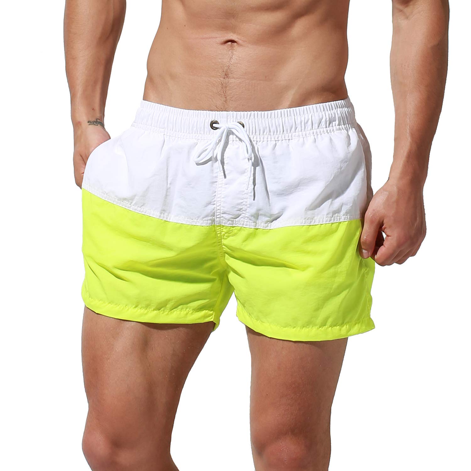 Men's Loose Fit Swim Trunks with Bold Stripes - Quick Dry Beach Board Shorts for Swimming, Surfing & Summer Vacation | Perfect for Pool Parties, Beach Getaways and Water Sports