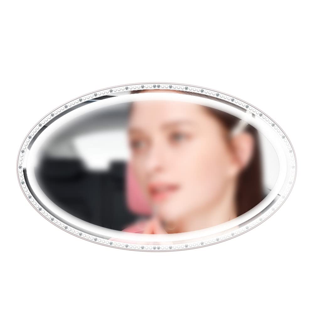 Bling Crystal Car Mirror Makeup with LED Lights - Rechargeable Sun Visor Vanity Mirror with Touch Screen & Universal Clip for Most Cars & SUVs (White) - Perfect for On-the-Go Makeup & Touch-Ups While Driving