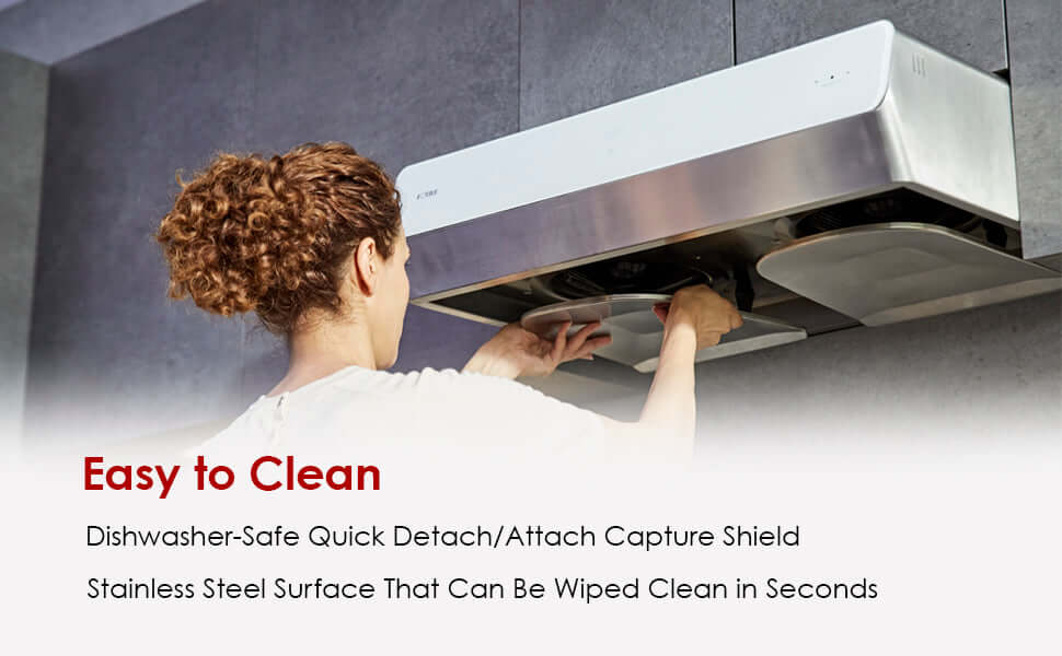 Fotile Pixie Air Series 30-Inch Slim Under Cabinet Range Hood - Powerful WhisPower Motor, Multiple Color Options (UQS300) for Modern Kitchen Ventilation