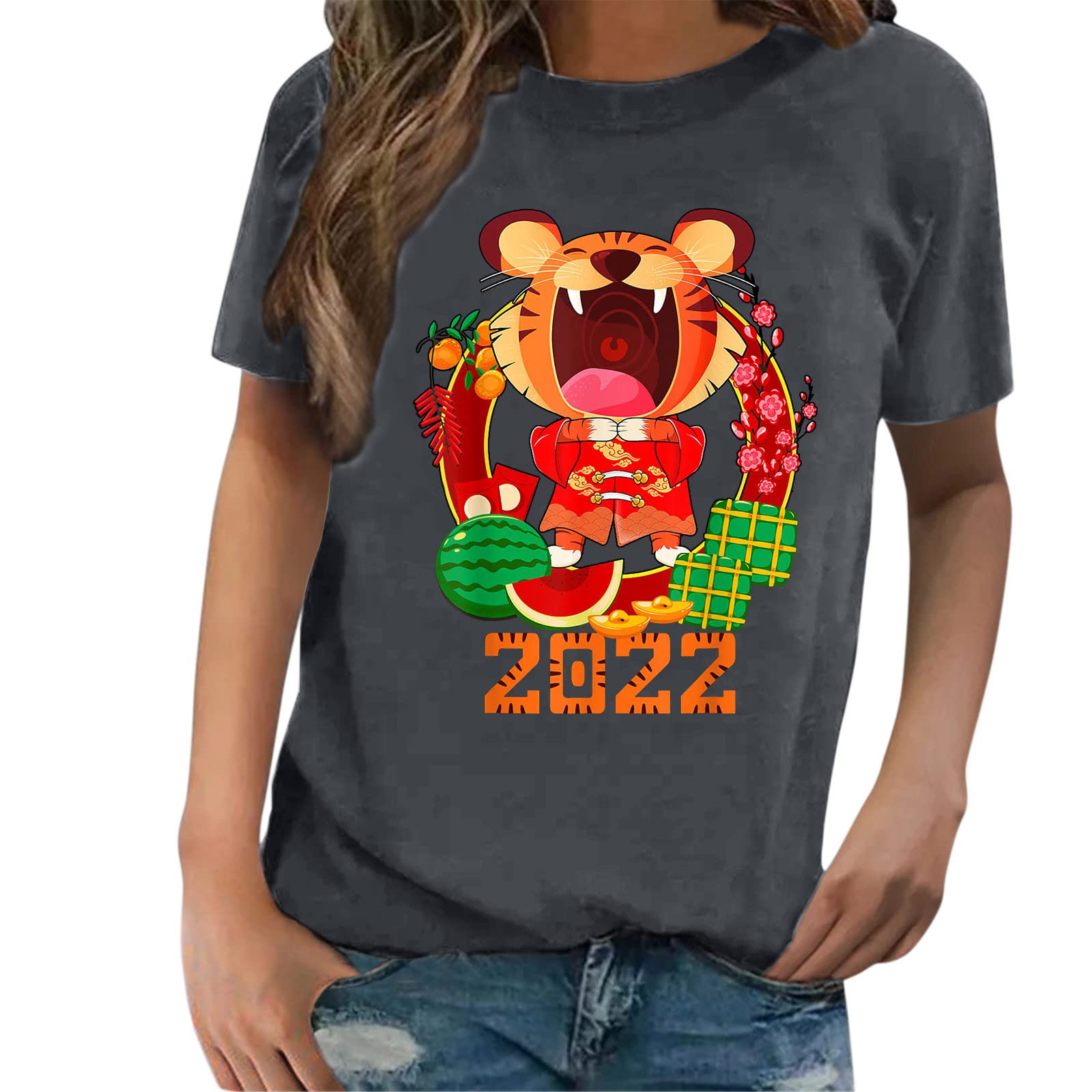 2022 Women's Short Sleeve Letter Print Casual Pullover Tee - Soft Cotton Tunic T-Shirt for Ladies (White) | Perfect for Everyday Wear, Weekend Outings & Layering