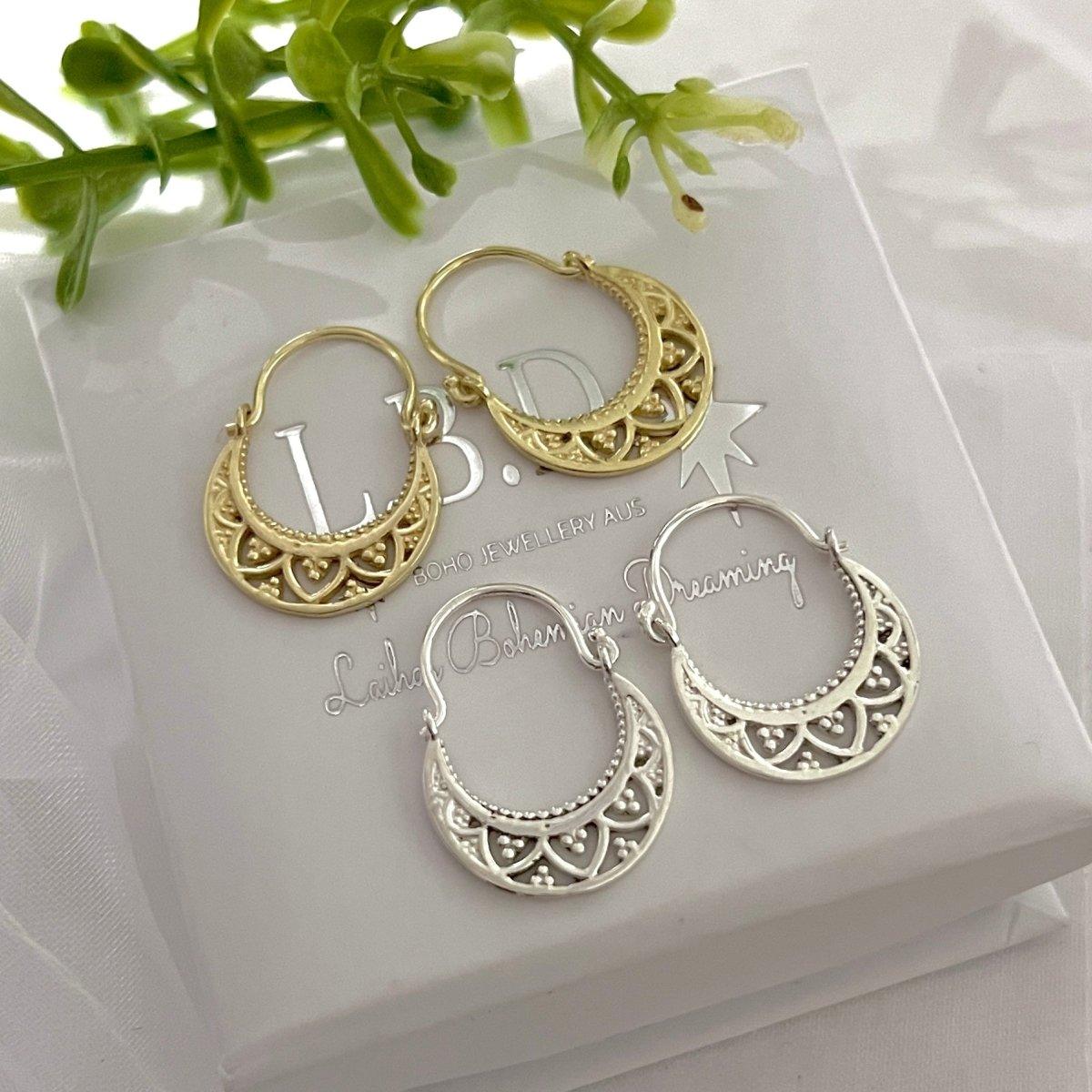 Laihas La Boheme Sterling Silver Hoop Earrings for Women - 925 Silver Fashion Jewelry - Elegant Boho Chic Earrings for Everyday Wear & Special Occasions