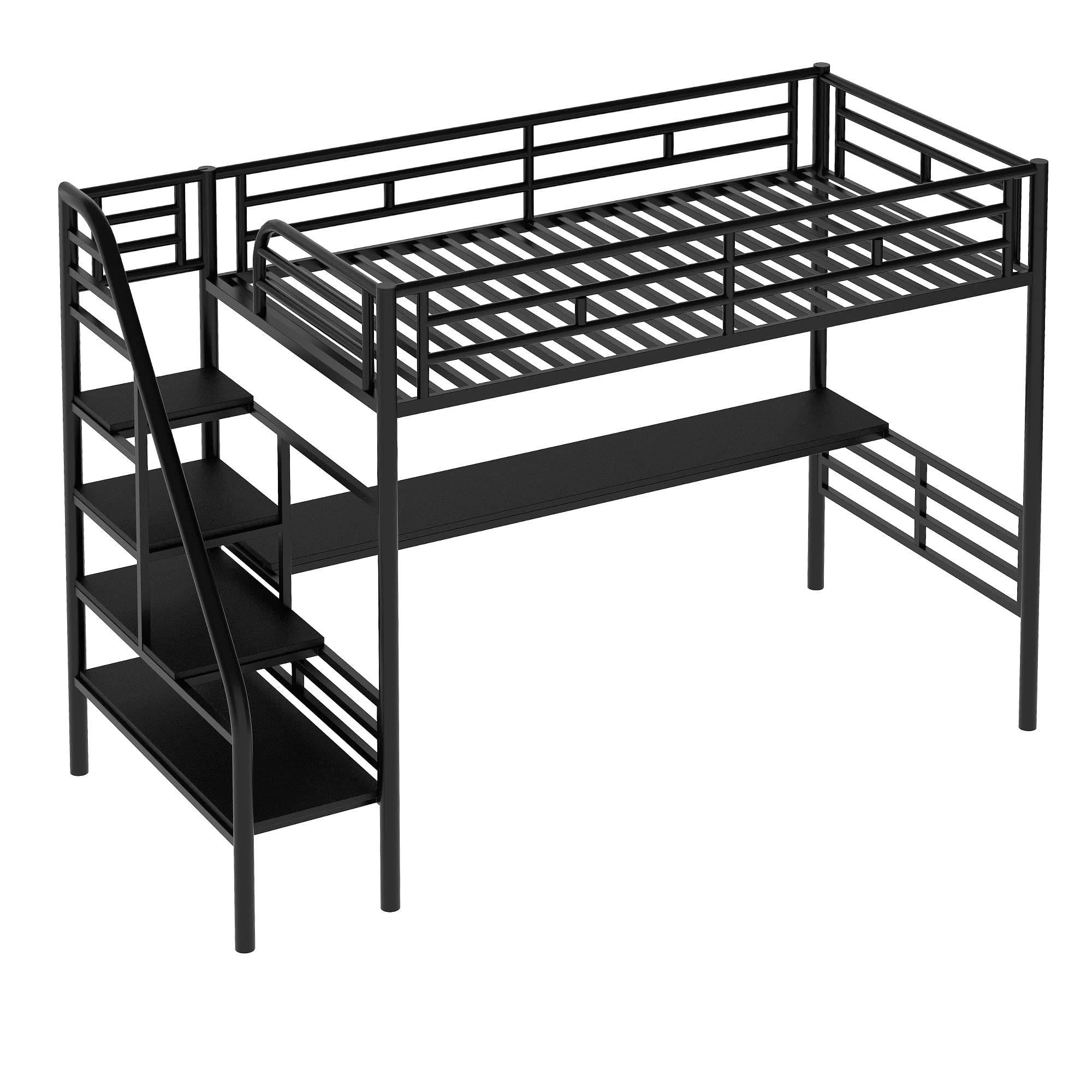 **Loft Bed with Desk for Kids & Teens - Twin Size Bunk Bed with 77.2