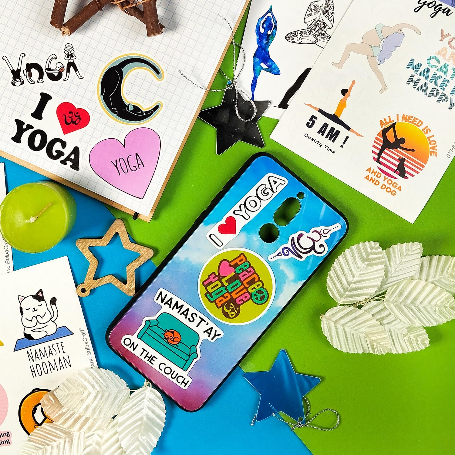 100Pcs Yoga Stickers & Decals - Motivational Yoga Gifts for Women, Instructors, Moms & Yoga Lovers - Waterproof Vinyl Stickers for Laptops, Water Bottles, Yoga Mats & More - Perfect for Yoga Studios, Home Decor & Personalization