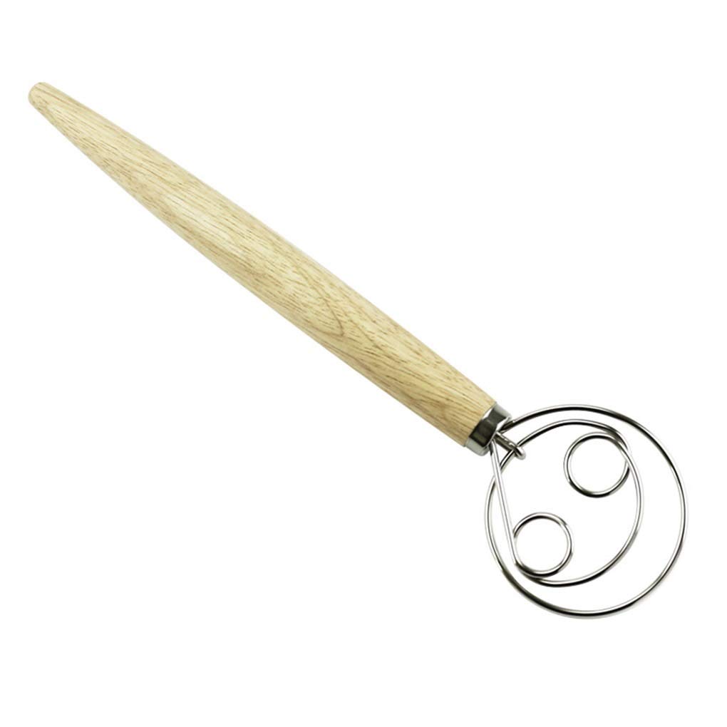 Premium Stainless Steel Dual Ring Whisk with Wooden Handle - Perfect for Baking, Cooking, and Mixing Eggs, Cake Batter, Sauces - Ideal Kitchen Tool for Home Chefs and Bakers