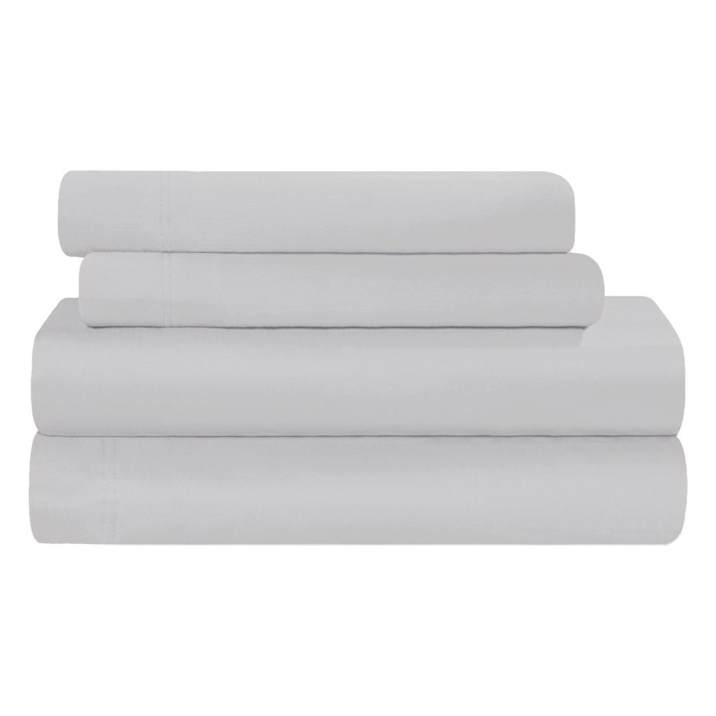 300 Thread Count Rayon From Bamboo Solid Deep Pocket Sheet Set - Ultra Soft & Breathable Bed Sheets for Queen Size Mattress - Perfect for All-Season Comfort & Luxury Bedroom Decor