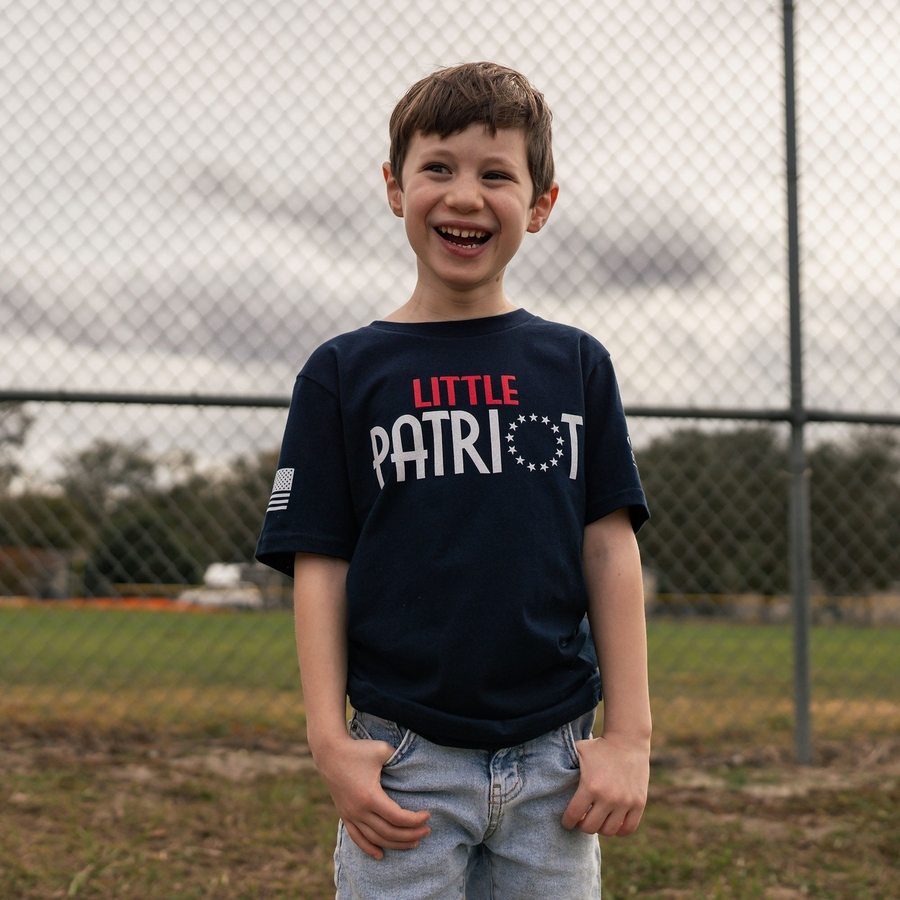 Youth Little Patriot T-Shirt - Midnight Navy | Patriotic Kids Apparel for 4th of July & Memorial Day