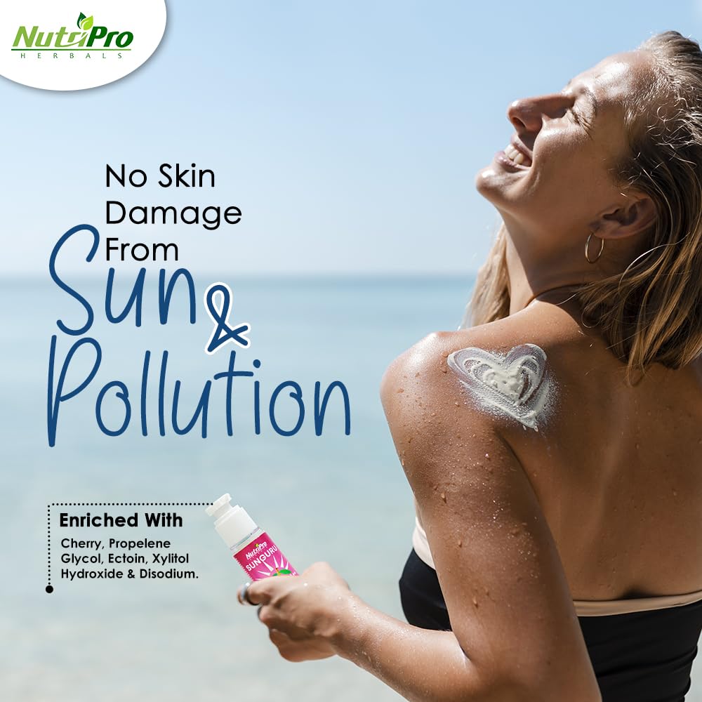 NutriPro Cherry Sunscreen SPF 50 PA++ - 50ml Lightweight Face Sunscreen with Multi-Vitamins - No White Cast, Anti-Tanning, Oil Control & Broad Spectrum Protection for Women & Men - Perfect for Daily Use, Outdoor Activities & Beach Trips