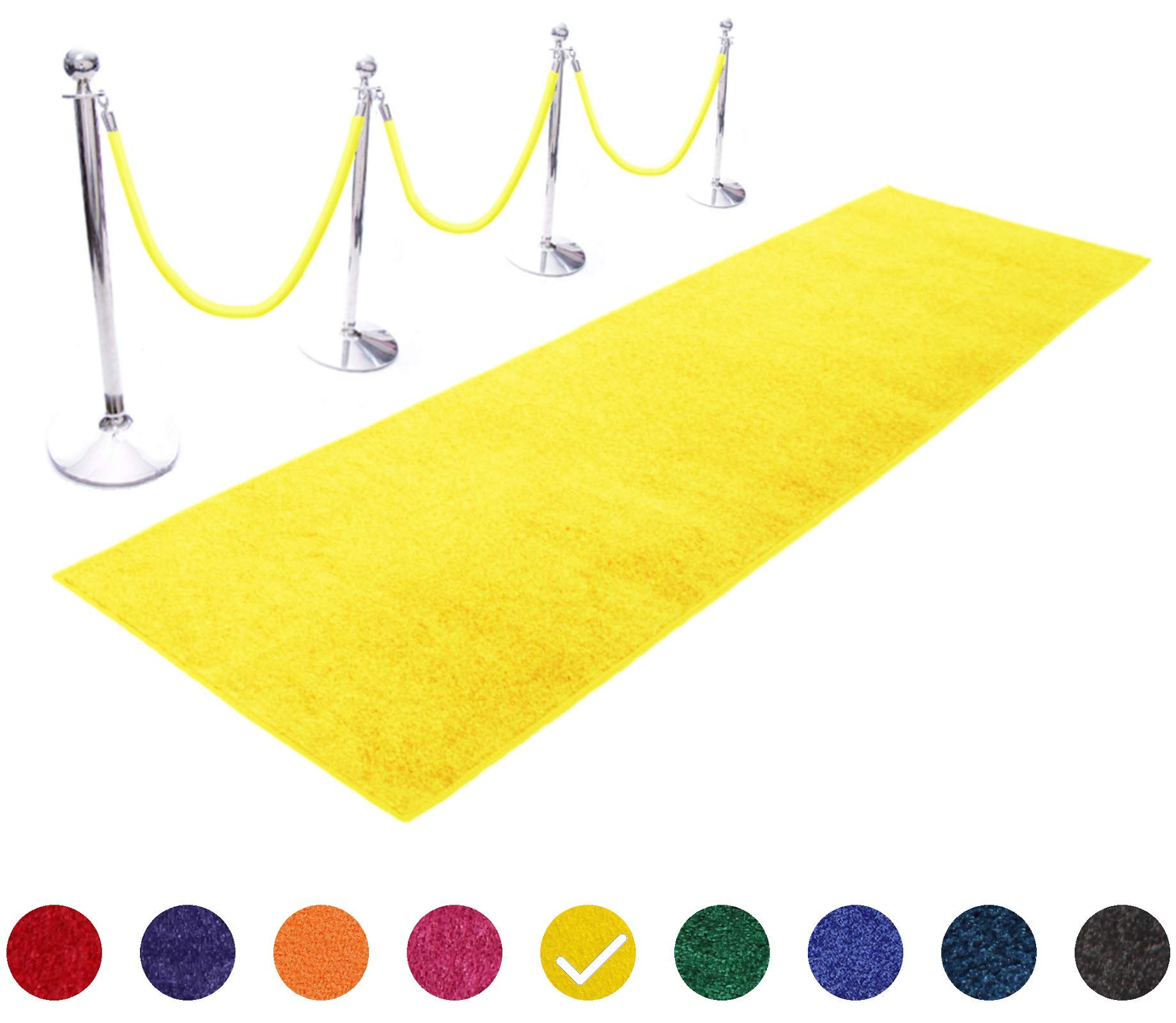 Premium Event Carpet Aisle Runner - Soft Plush Pile Rug with Non-Slip Backing & Durable Binding, 4x25 ft Yellow - Perfect for Weddings, Parties, Banquets & Home Decor