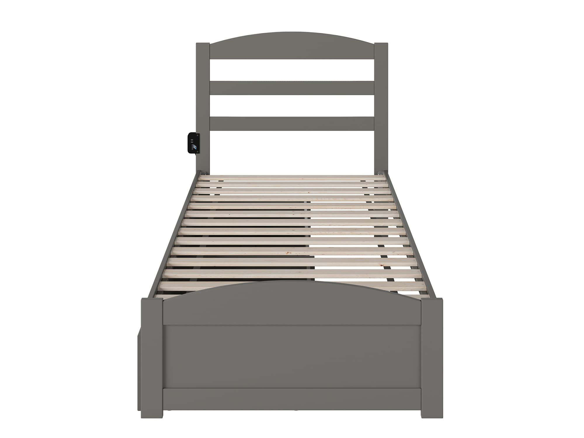 AFI Warren Twin XL Platform Bed with Footboard, Storage & USB Charging Station in Grey - Perfect for Small Spaces, Dorm Rooms & Guest Bedrooms