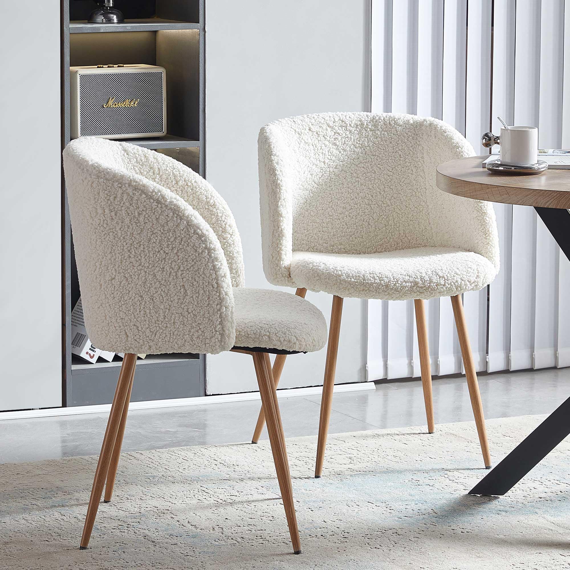3-Piece Round Dining Table Set for 2 - Thick Wood-Look Tabletop & 2 Padded Armchairs - Kitchen & Small Space Furniture - Perfect for Apartments, Breakfast Nooks & Cozy Restaurants