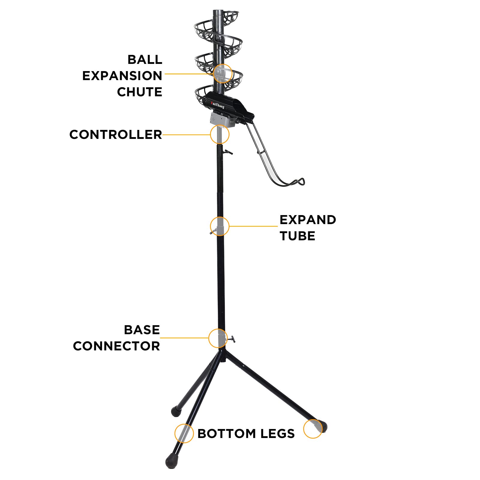2 in 1 Automatic Baseball Pitching Machine & Soft Toss Trainer - 777BH-B with Adjustable Height, Extendable Ball Stacker & Removable Chute | Perfect for Backyard Practice, Team Training & Baseball Drills