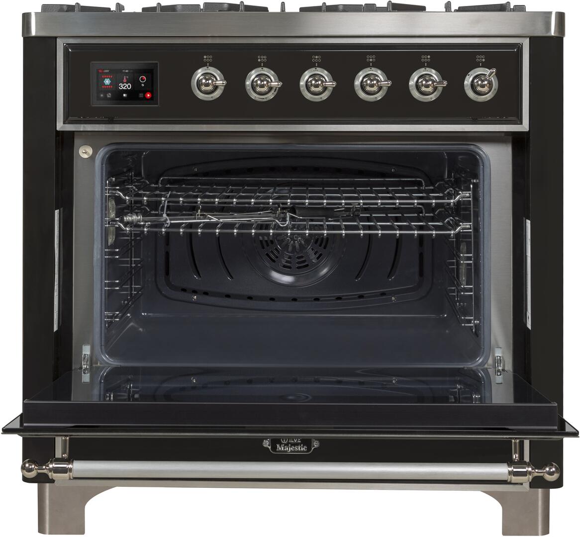 ILVE Majestic II 36 Inch Dual Fuel Freestanding Range - Matte Graphite with Chrome Trim - Liquid Propane Gas Stove - Professional Kitchen Appliance for Home Chefs & Cooking Enthusiasts - Perfect for Gourmet Meals & Family Dinners