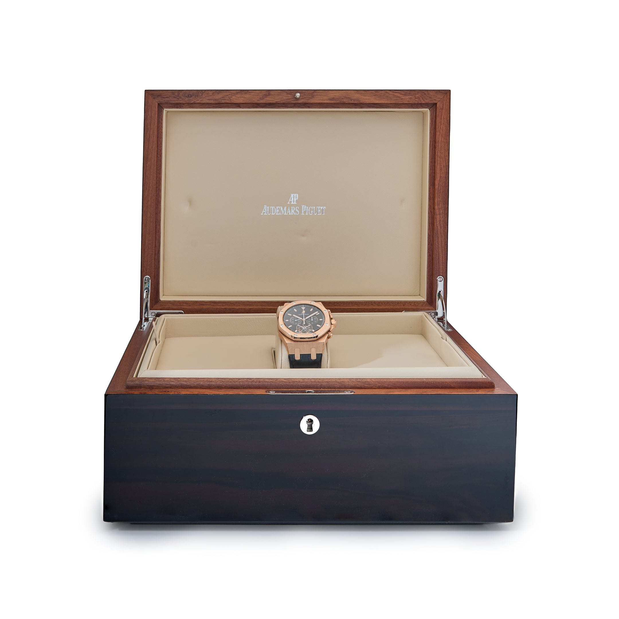 Audemars Piguet Royal Oak 25977OR.OO.D002CR.01 Men's Chronograph Tourbillon Watch - 18K Rose Gold Case, Black Dial, Luxury Dress Watch for Business & Formal Occasions