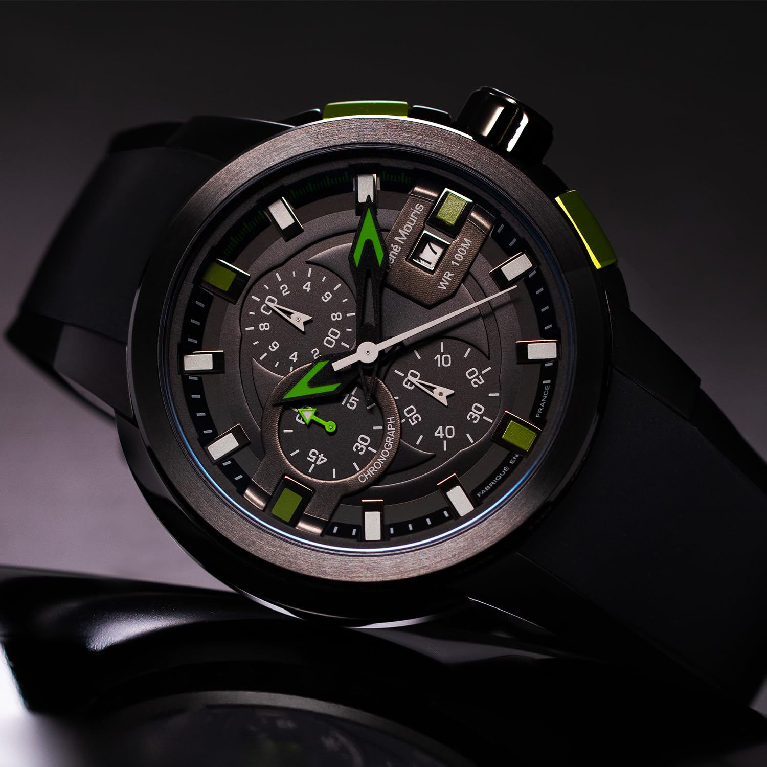 René Mouris Prowler Chronograph Men's Watch - 47MM 316L Stainless Steel Sport Watch with Sapphire Coated Crystal - 100M Waterproof & Silicone Strap - Perfect for Diving, Swimming & Outdoor Activities
