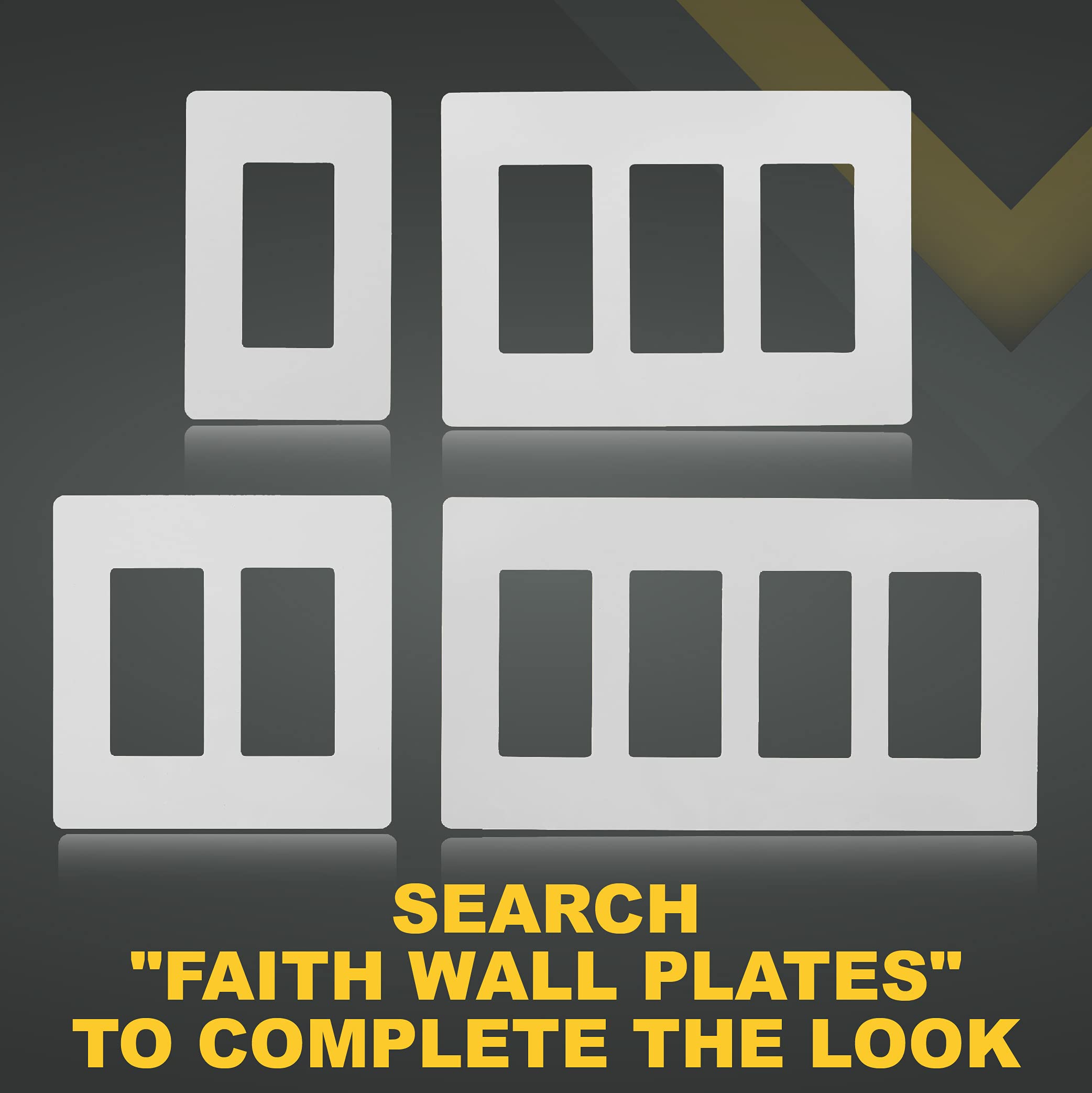 Faith 4-Gang Screwless Wall Plate Outlet Cover - Child Safe, Fits GFCI/USB/Dimmer/Lighting Controls - 4.68