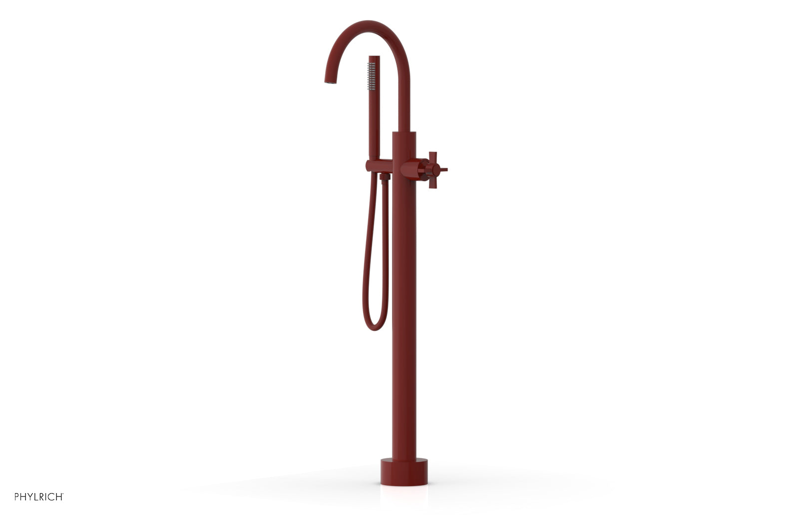 Premium Tall Floor Mount Tub Filler with Cross Handle & Hand Shower - D1324401 - Ideal for Modern Bathrooms, Spa-Like Showers, and Luxury Bathing Experiences