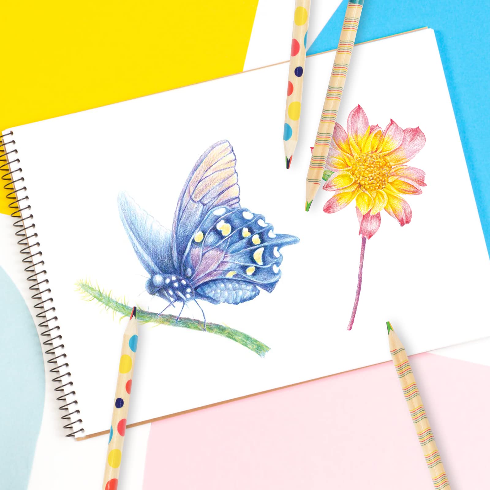 30-Piece Rainbow Colored Pencils Set for Kids - 4-in-1 Multicolor Easter Basket Stuffers, Fun Writing & Drawing Tools for School, Art Projects & Easter Gifts