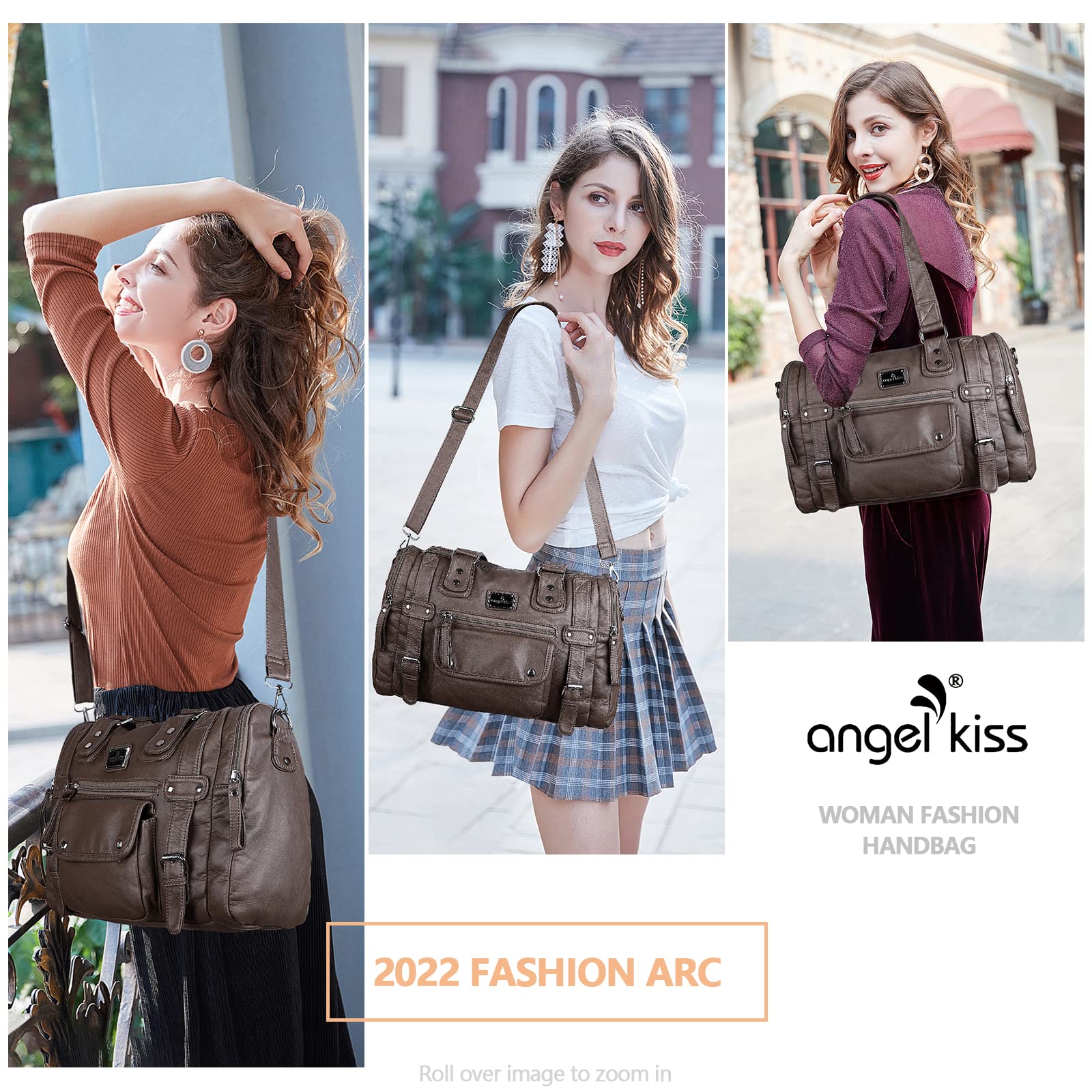 Angelkiss Women's Soft Leather Handbags - Hobo, Satchel, Shoulder & Crossbody Tote Bags for Work, Travel & Everyday Use