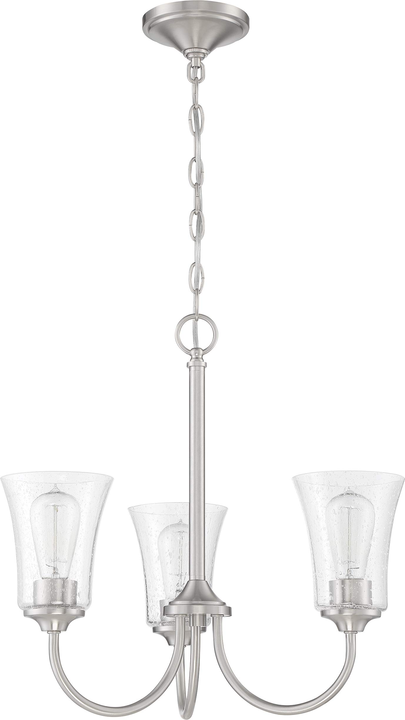 Craftmade 50423-BNK Gwyneth 3-Light Clear Seedy Glass Chandelier with Brushed Polished Nickel Finish - 300 Watts - Elegant Dining Room & Entryway Lighting Fixture