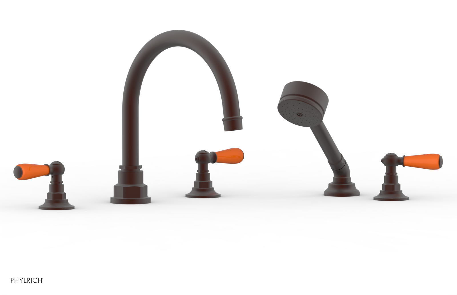 Jamestown Deck Tub Set with Hand Shower - Lever Handles & Orange Accents (165-49) - Perfect for Outdoor Bathing & Relaxation in Your Backyard Oasis