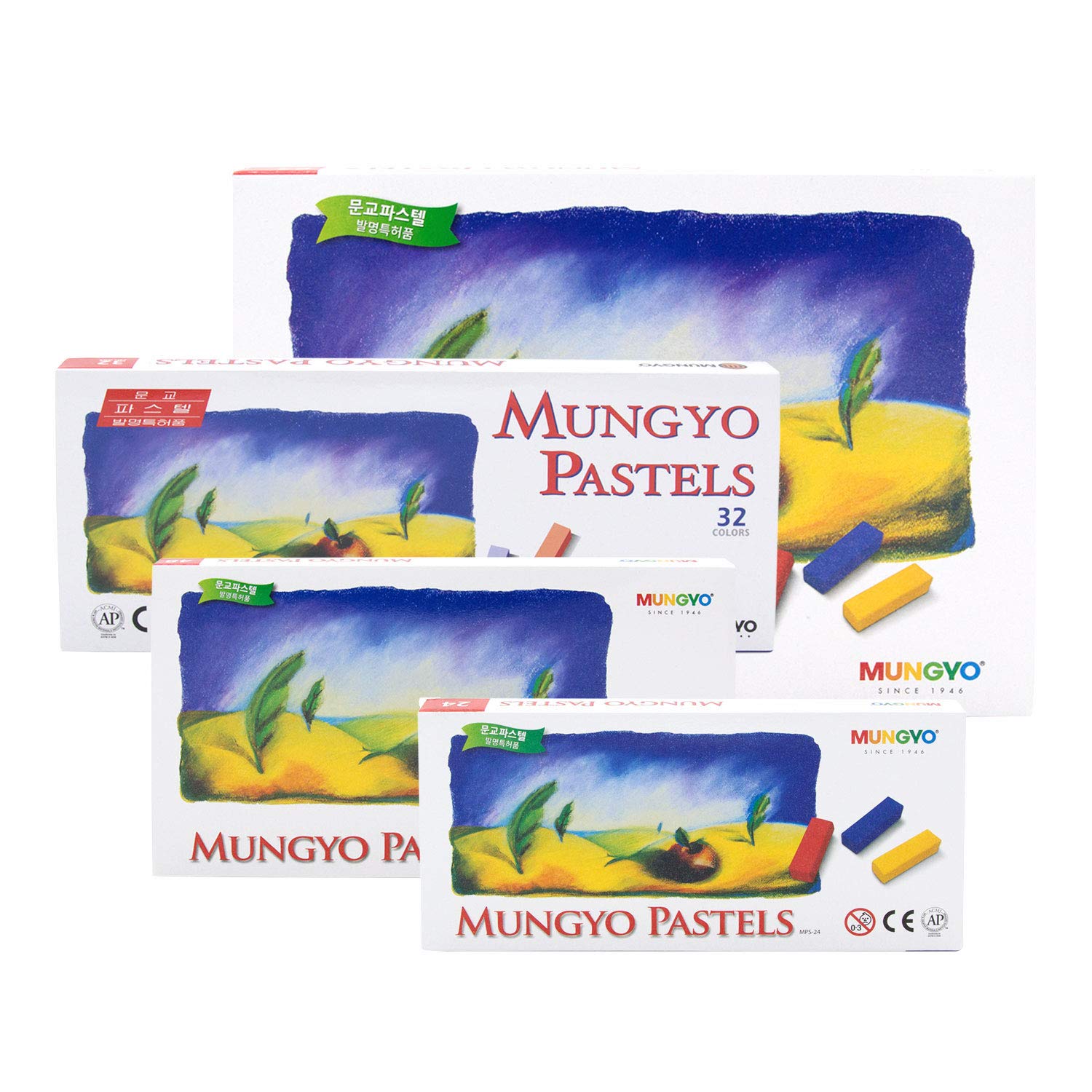 Non-Toxic MUNGYO Square Chalk Soft Pastel Set - 32 Vibrant Colors for Artists, Students & DIY Craft Projects - Perfect for Drawing, Sketching & Classroom Use
