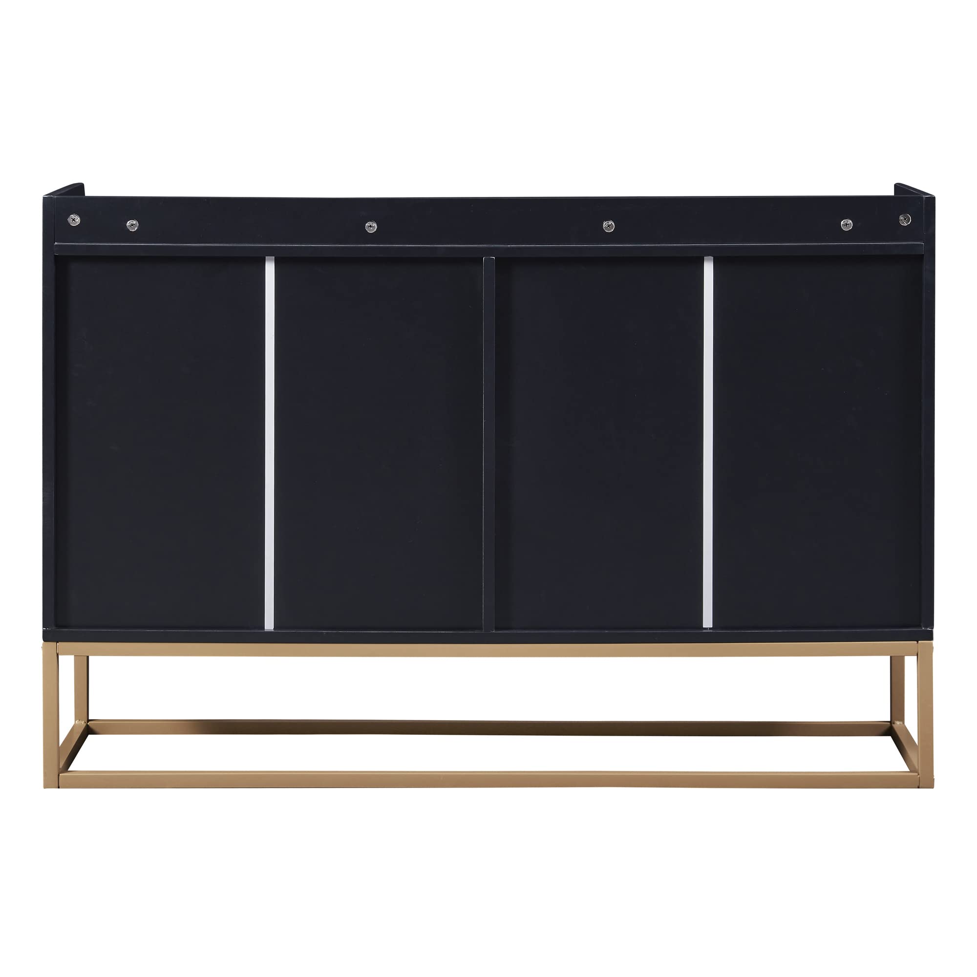 Modern Sideboard Buffet Cabinet with Storage Doors - Wooden Storage Cabinet with Adjustable Shelves & Sturdy Metal Base, Black - Perfect for Dining Room, Living Room, or Entryway Organization