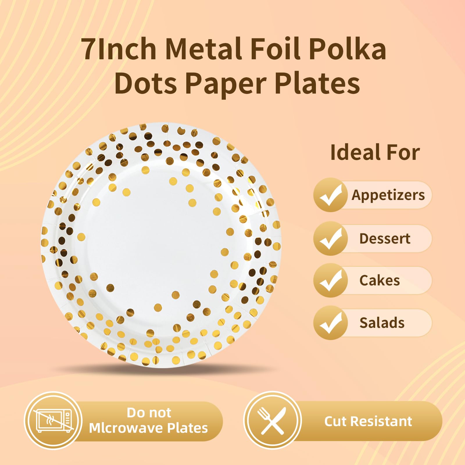 Premium White & Gold Disposable Party Tableware Set - 50 x 7