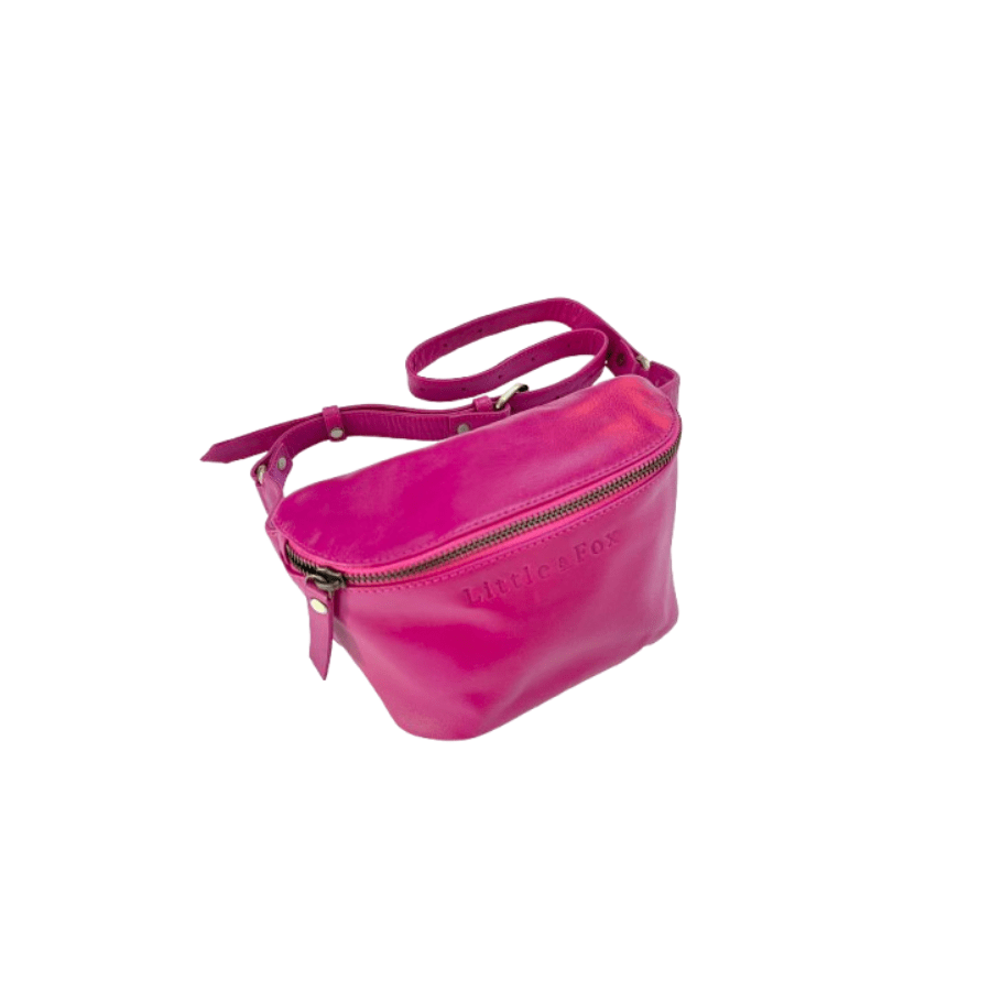 The Little & Fox Leather Bum Bag Fuschia - Stylish Waist Pack for Travel, Hiking & Everyday Use