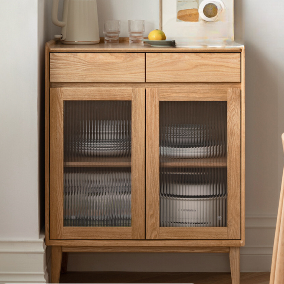 Modern Oak Solid Wood Sideboard - Scandinavian Nordic Style TV Stand, Buffet Cabinet for Living Room, Dining Room & Entryway Storage