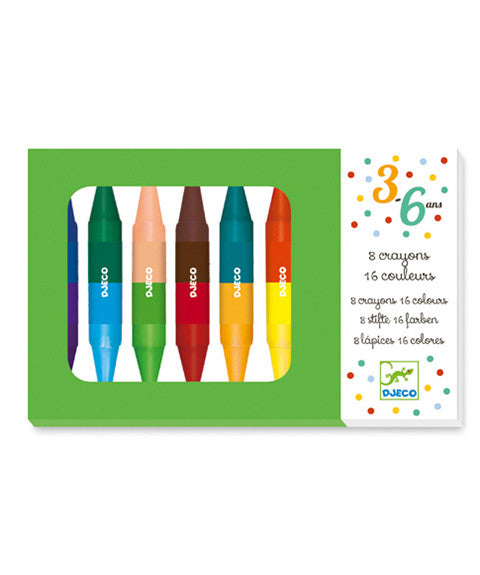 Djeco 8-Pack Non-Toxic Washable Crayons for Toddlers & Kids - Perfect for Art Projects, Coloring Books & Classroom Activities