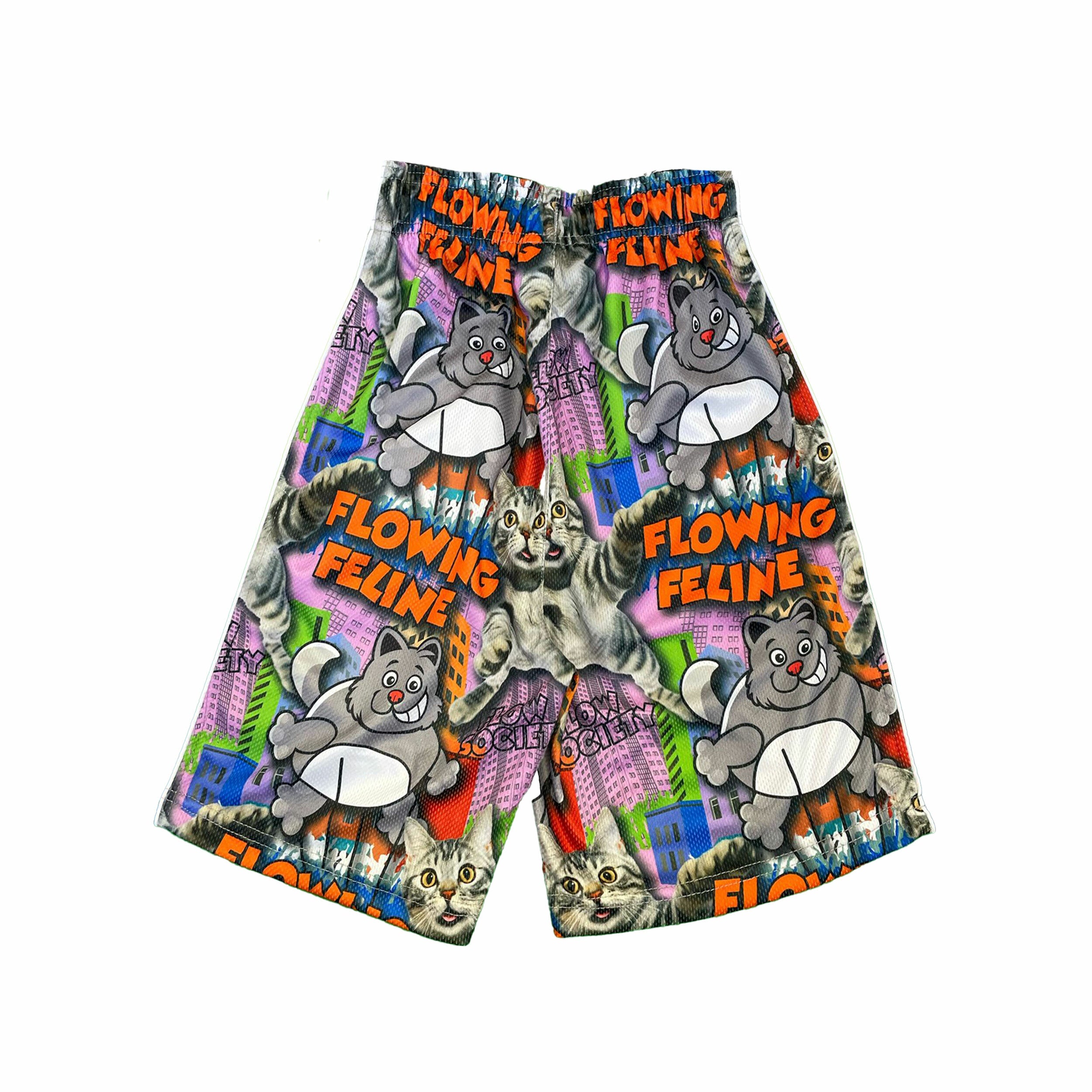 Boys Feline Flow Athletic Shorts - Lightweight Breathable Running & Basketball Shorts for Kids - Perfect for Sports, Gym & Casual Wear