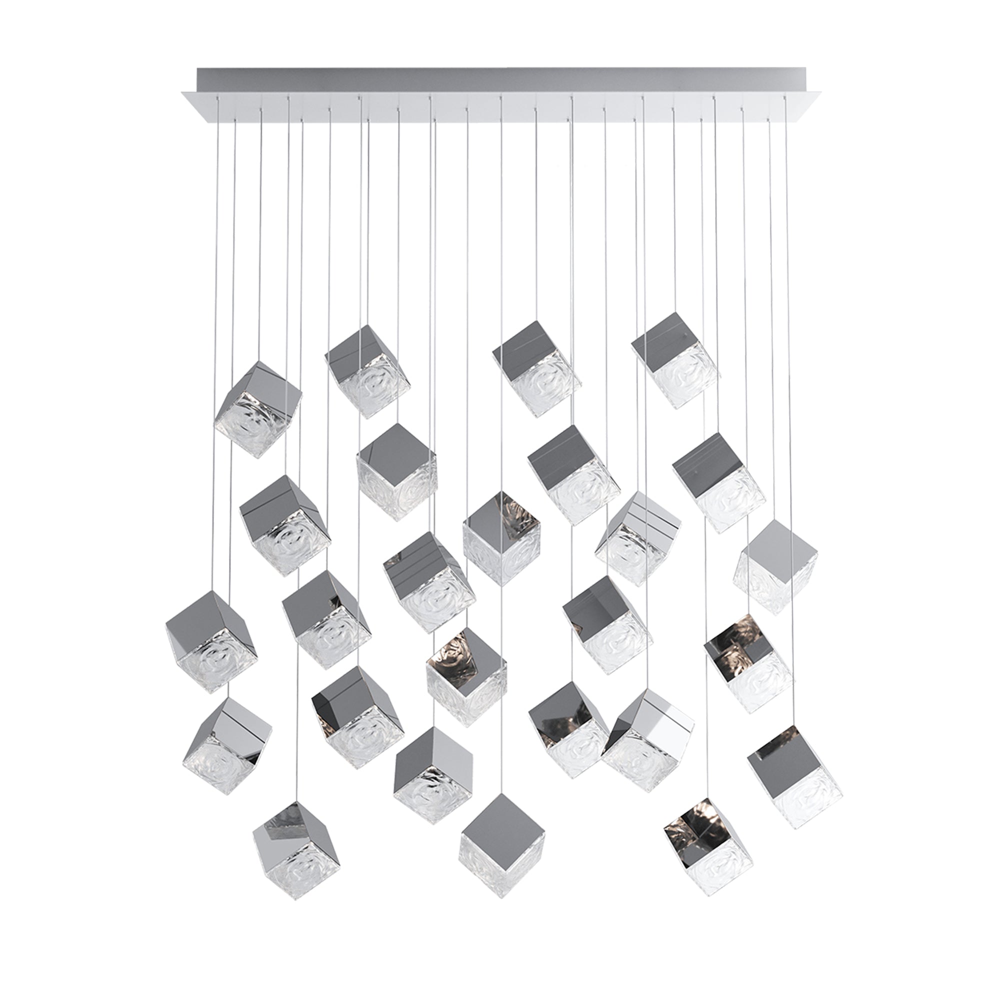 Modern Square Art Glass Chandelier - Elegant Ceiling Light Fixture for Dining Room, Living Room & Bedroom Decor | Energy Efficient LED Lighting for Home & Office