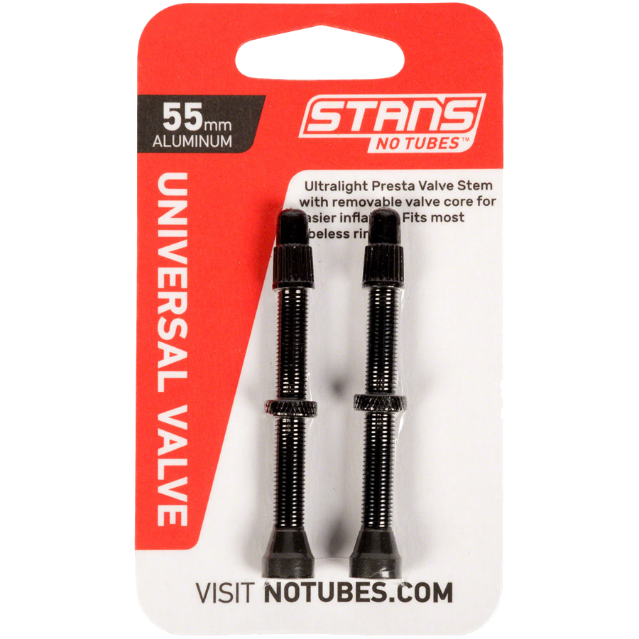 55mm Tubeless Valve Stems (2-Pack) - Black - Compatible with Bike, Motorcycle & ATV Tires - Durable Alloy Construction for High-Performance Tubeless Wheels - Perfect for Off-Road & Street Riding